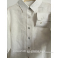 Women Long Sleeve White Pure Linen Dress Shirts